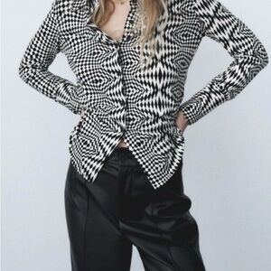 Black and White Geometric  Shirt size small Zara